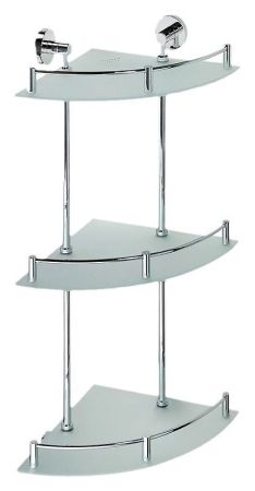 Полочка OMEGA стеклянная угловая тройная 260x260x650 мм, артикул 104202152