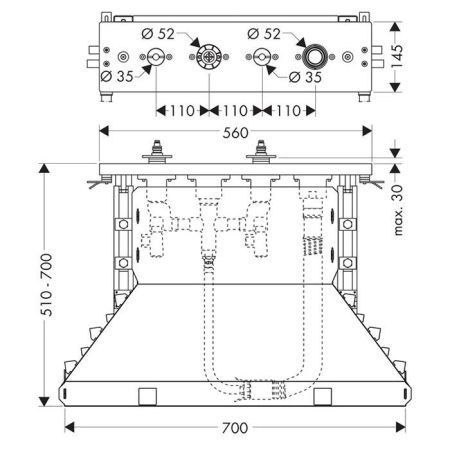 AX MyEdition Скрытая часть для ванны на 4 отверстия, монтаж на плитку, артикул 15481180