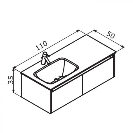 Тумба с раковиной ORKA Lisbon 110 подвесная, кашемировый матовый, артикул 5001435