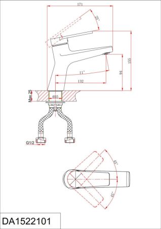 Смеситель DK для раковины Bayern.Fürth (DA1522101), артикул DA1522101