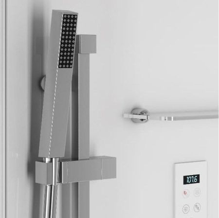 Многофункциональная душевая кабина, Jacuzzi, Bali, высота, мм-2200, глубина, мм-800, ширина, мм-1200, установка-угловая, комплектация: хаммам с ароматерапией, верхний душ, ручной душ, гидромассажные форсунки, смеситель с переключателем, цветотерапия, ауди