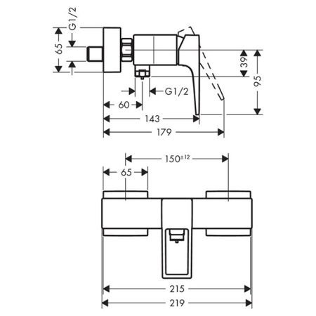 HG Metropol Смеситель для душа, однорычажный, настенный, цвет: хром