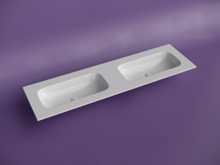 Раковина накладная мебельная Ceramicanova Грация (Grace) прямоугольная 1610x457x137 с двумя чашами без отверстий под смеситель цвет белый CN7023wx, артикул CN7023wx