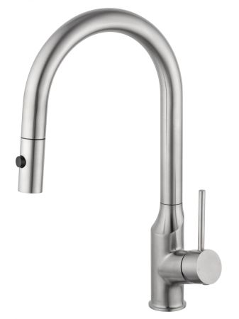 Смеситель для кухни с выдвижным изливом WONZON & WOGHAND, Брашированный никель (WW-A21252-BS), артикул WW-A21252-BS