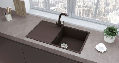 Кухонная мойка Ulgran Quartz Prima 850-06, трюфель, артикул Prima 850-06