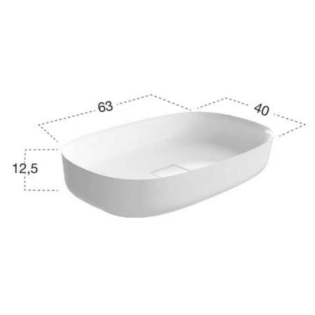 ANTONIO LUPI BOLO Раковина 630х400х125 мм., для установки на столешницу, с самотечным донным клапаном и фитингом для сифона, Flumood, цвет белый, артикул BOLOMOOD63