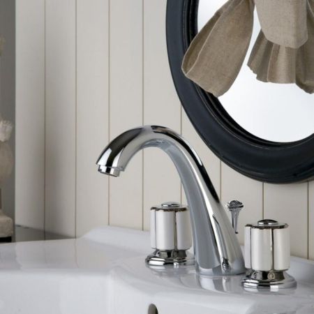 Bongio Fleur Blanc Смеситель для раковины на 3 отв., цвет хром/белый фарфор, артикул 11501CR00