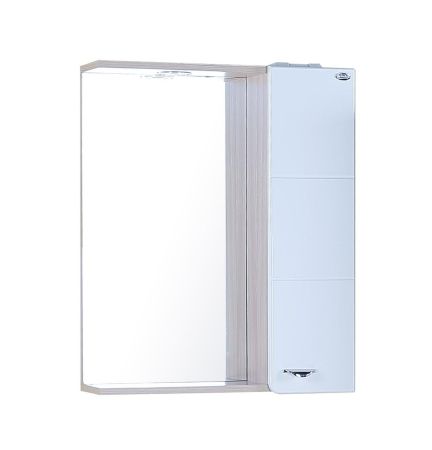 Шкаф-зеркало Onika Стиль 58 белый/ясень шимо, правый, с подсветкой, артикул 205833