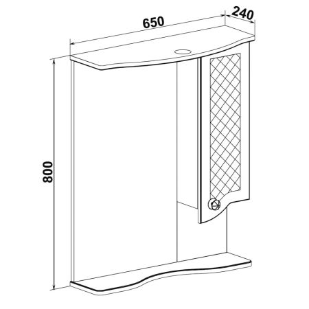 Зеркальный шкаф Runo правый Милано 65 (УТ000002097), артикул УТ000002097