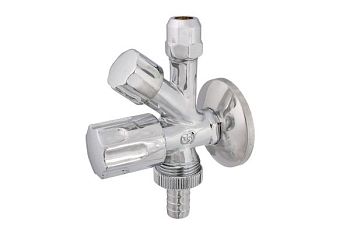 Schlosser, комбинированный угловой вентиль с дизайнерской рукояткой, подключение 3/8", цвет хром
