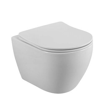 STYLUS-TOR Унитаз подвесной безободковый со смывом "Торнадо" с сиденьем дюропласт soft close, CZR-6601-TH-TOR/SC