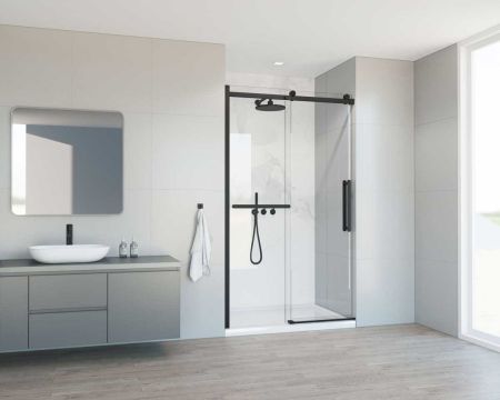 Душевая дверь Como Soft VDS-1CS130CLB, 1300, черный, стекло прозрачное, артикул VDS-1CS130CLB