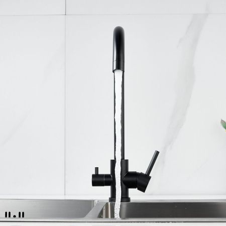 Смеситель для кухни с подключением фильтра воды Raffine F108H, черный