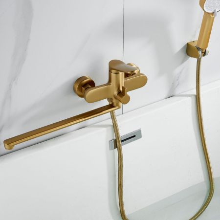 Смеситель для ванны Shevanik S4322G, золотой сатин, артикул S4322G