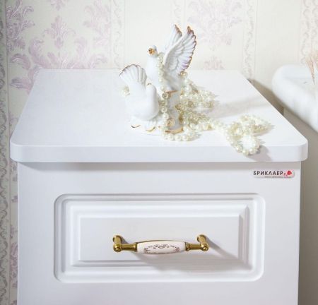 Тумба Бриклаер Анна 32 с бельевой корзиной L Белый глянец