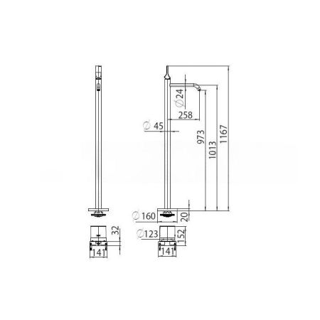 BOSSINI APICE Смеситель для раковины напольный, однорычажный, излив 258 мм., внешняя+внутренняя часть, цвет хром, артикул Z00584.030