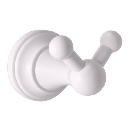 Крючок для ванной комнаты двойной Rav Slezak MORAVA MKA0102B, белый, артикул MKA0102B