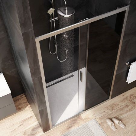 W90G-120-1-195MG Gem Solo Дверь душевая 120х195, стекло тонированное, профиль матовый хром W90G-120-1-195MG Gem Solo Дверь душевая 120х195, стекло тонированное, профиль матовый хром