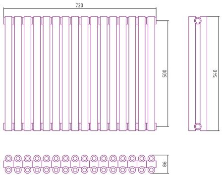 Отопительный радиатор ЭСТЕТ-00 н/ж 500х720 / 16 сек (БЕЛЫЙ)