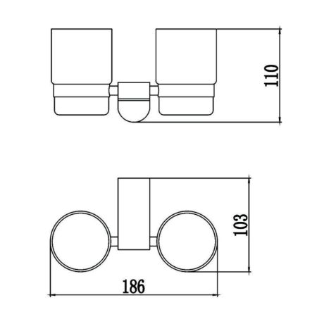 Стакан для ванной комнаты двойной Savol S-007368, хром, артикул S-007368