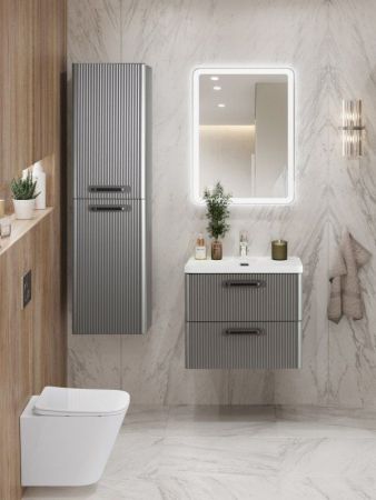 DUE Шкаф подвесной с двумя распашными дверцами с доводчиками, с двумя полками, универсальный, Bianco Lucido, 400x300x1500, DUE-1500-2A-SC-BL-P, артикул DUE-1500-2A-SC-BL-P