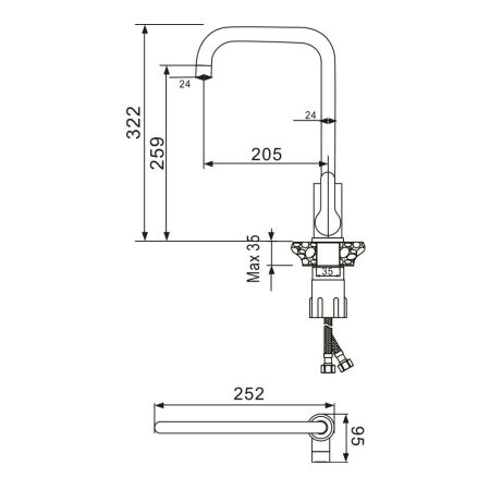Смеситель для кухни WesnaArt EKO EKO05-150, сатин, артикул EKO05-150