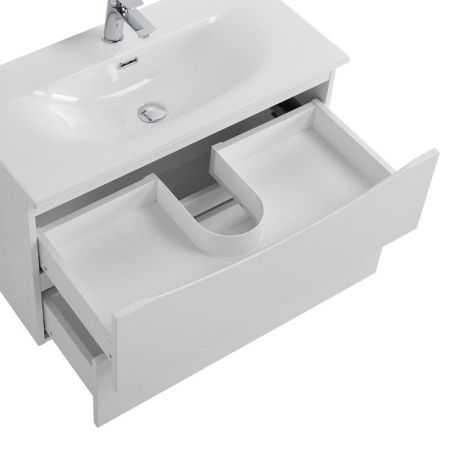 MARINO-CER-MINI База под раковину подвесная с двумя выкатными ящиками, Bianco Lucido, 696x390x500, MARINO-CER-MINI-700-2C-SO-BL-P, артикул MARINO-CER-MINI-700-2C-SO-BL-P