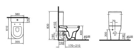 Унитаз компакт Vitra Zentrum 9012B003-7201 с бачком и сиденьем
