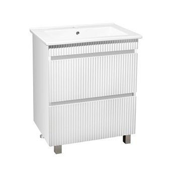 Тумба Runo Модена 65 напольная 2 ящика белая под умывальник 00-00001021 (Оскар 65) (00-00001452)