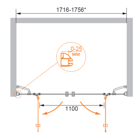 Душевая дверь в проем CEZARES VERONA-B-22, артикул VERONA-W-B-22-240-P-Cr