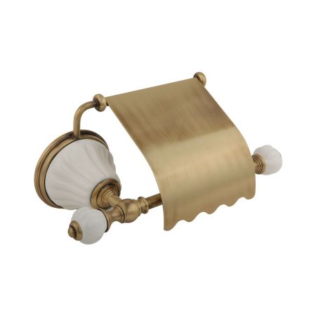 OLIVIA Бумагодержатель закрытый, керамика белая, бронза, артикул 17419