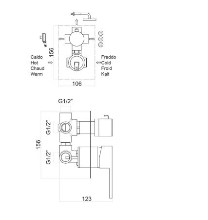 Смеситель для душа Fiore KUBE 100CR7501, хром