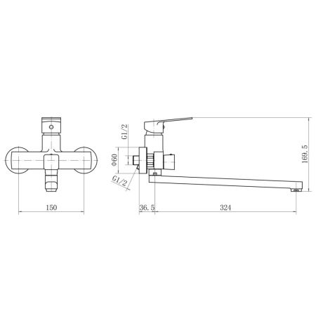 Смеситель для ванны Plstart PD22015, хром