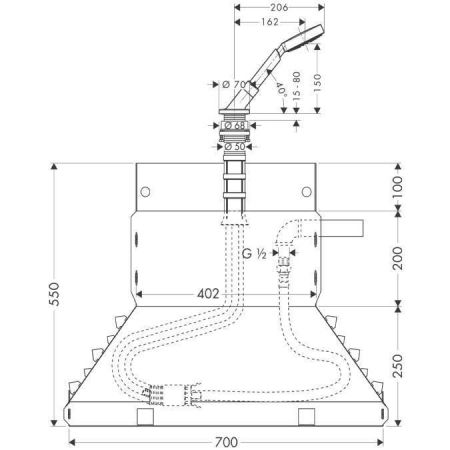 AX Bouroullec Набор Secuflex на борт ванны, с ручным душем, ½’, цвет: хром, артикул 19418000