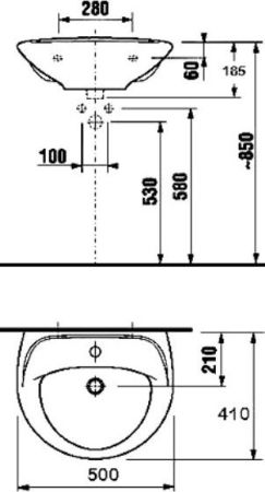 Раковина Jika Lyra 50 8.1427.0.000.104.9 Белая, артикул 8142700001049