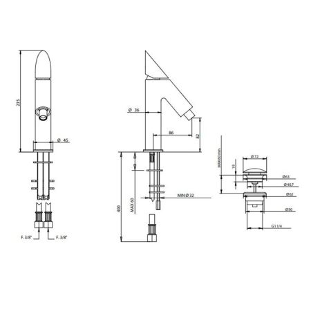 Bongio Mini One Смеситель для раковины, h235 мм, цвет черный матовый, артикул 41521NE00