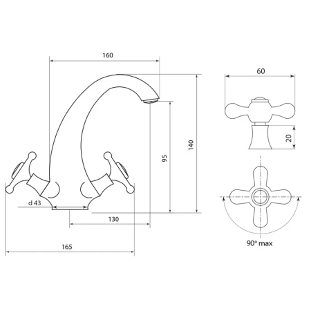 Смеситель для раковины Славен СЛ-ДВ-О10, хром