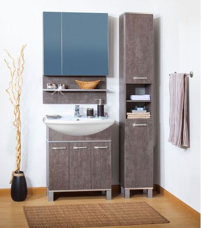 Зеркальный шкаф Бриклаер Карибы 75 Дуб антик/сатин, артикул 4620750418908