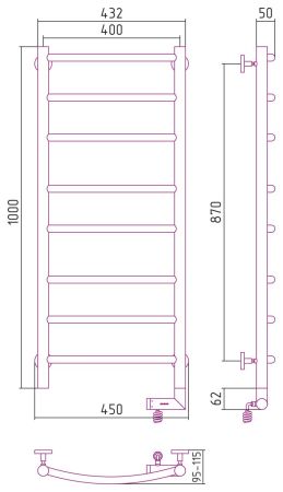 Полотенцесушитель электрический "ГАЛАНТ 2.0" 1000х400 / МЭМ правый (БЕЛЫЙ), артикул 12-5201-1040