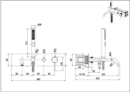 Смеситель для ванны Allen Brau Priority 5.31A05-00 (с внутренней частью) хром, артикул 5.31A05-00