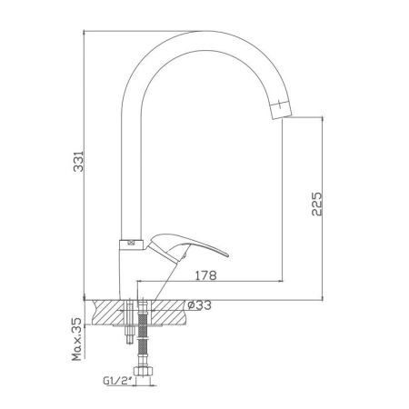 Смеситель для кухни Haiba HB4615, хром