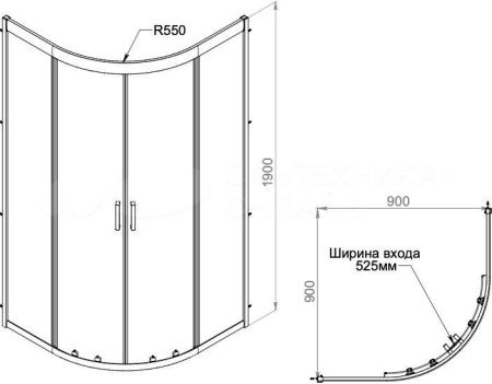 Уголок ZE911B душевой PARLY с поддоном, артикул ZE911B