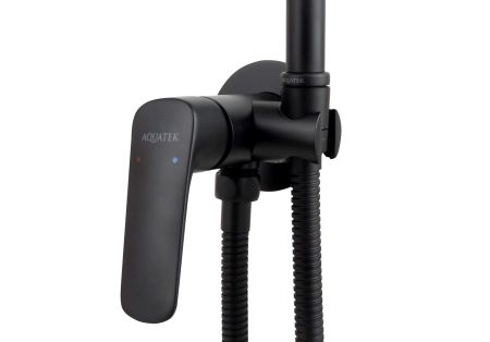 Комплект для гигиенического душа встроенный AQUATEK (cмеситель + гигиеническая лейка + шланг), матовый черный AQ1019MB ВЕГА, артикул AQ1019MB