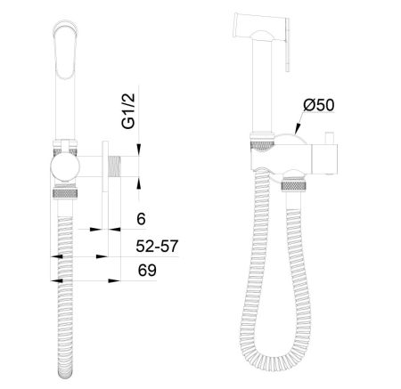Гигиенический душ с запорным вентилем WONZON & WOGHAND, Брашированное золото (WW-88809903-BG)