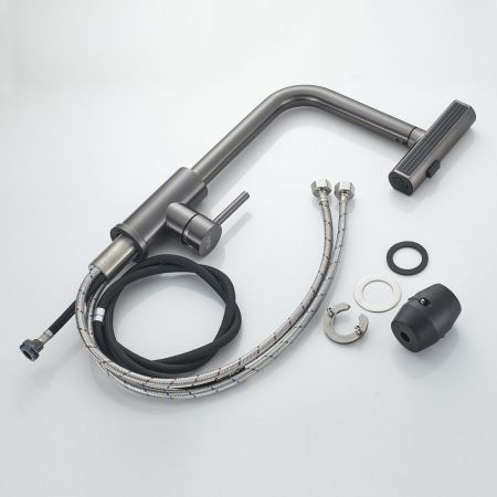 Смеситель для кухни с мультифункциональным изливом Raffine F203T, оружейная сталь, артикул F203T