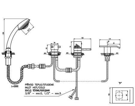 Смеситель на борт ванны Rav Slezak Dunaj Termostat DT273.5PZ