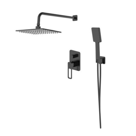 Душевая система скрытого монтажа с тропическим душем и ручным душем, черный матовый, Slide, IDDIS (SLIBL02i67), артикул SLIBL02i67