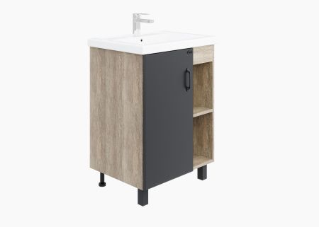 Тумба Onika Тимбер 60 напольная, серая мат./дуб сонома (ум. Фостер 60), артикул 106116