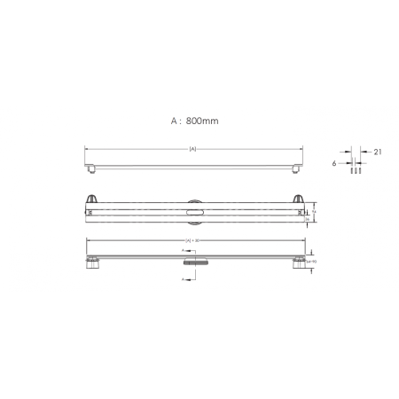 Желоб BERGES водосток напольный SUPER Slim 800 нержавеющая сталь, решетка  матовый черный, S-сифон D50/110 вертикальный, артикул 095054