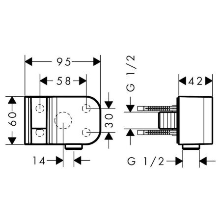 AX One Шланговое подсоединение с держателем ручного душа  цвет: шлифованный черный хром, артикул 45723340